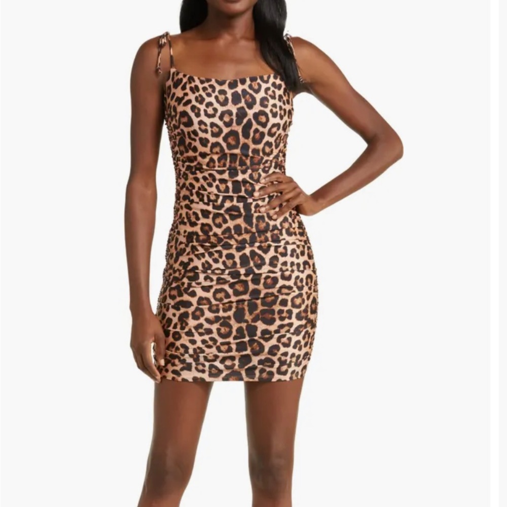 Good American SATIN RUCHED MINI DRESS